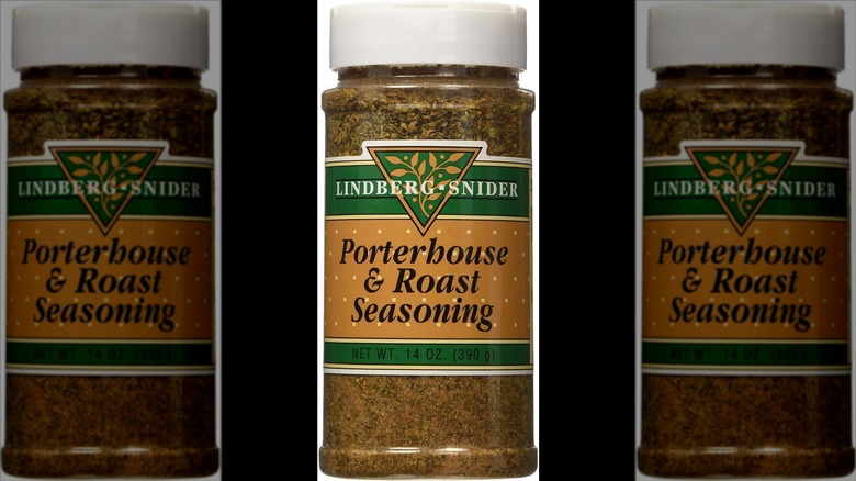 Shaker container of Lindberg Snider porterhouse & roast seasoning