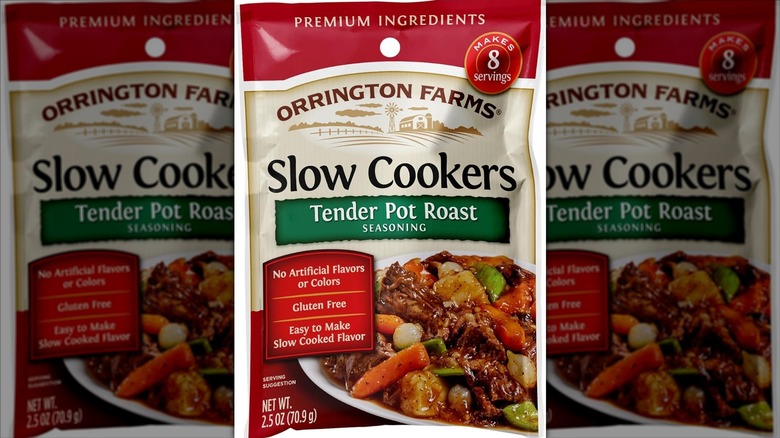 Packet of Orrington Farms tender pot roast slow cooker mix