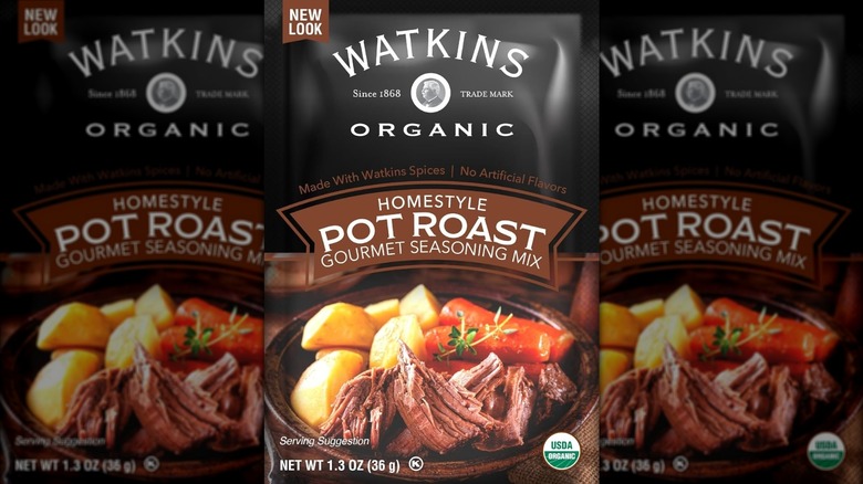 Packet of Watkins organic homestyle pot roast gourmet seasoning mix