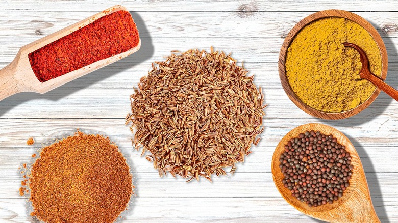 Spices on a wooden backdrop