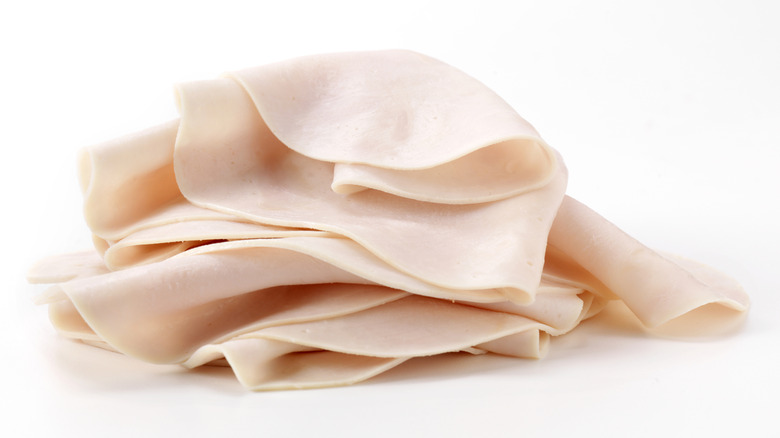 Stack of sliced turkey meat