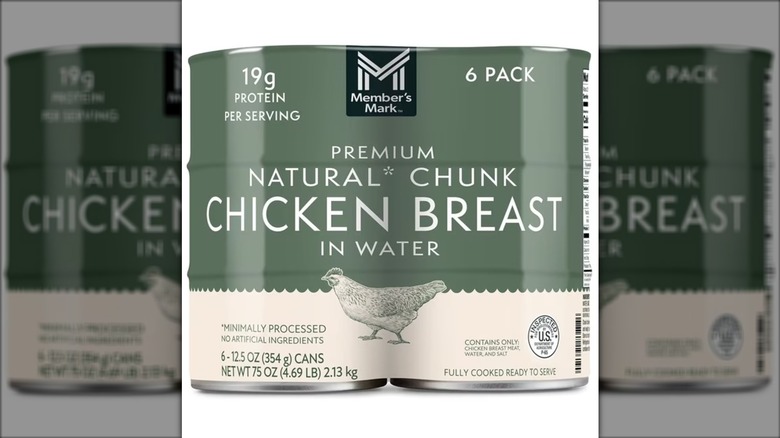 Package of Member's Mark premium natural chunk chicken breast cans