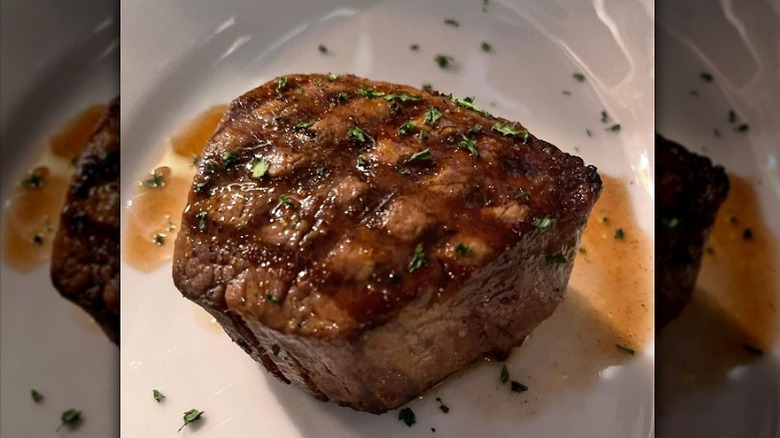 Morton's the Steakhouse grilled filet mignon on plate