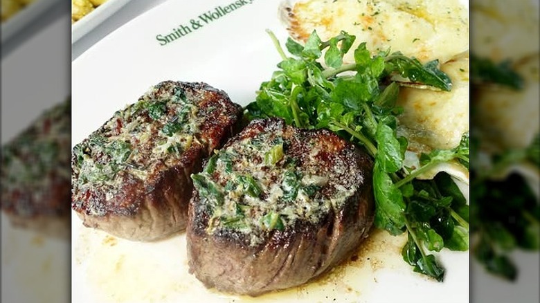 Smith & Wollensky filet mignon with herbs on plate
