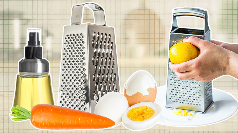 Cheese graters with various ingredients