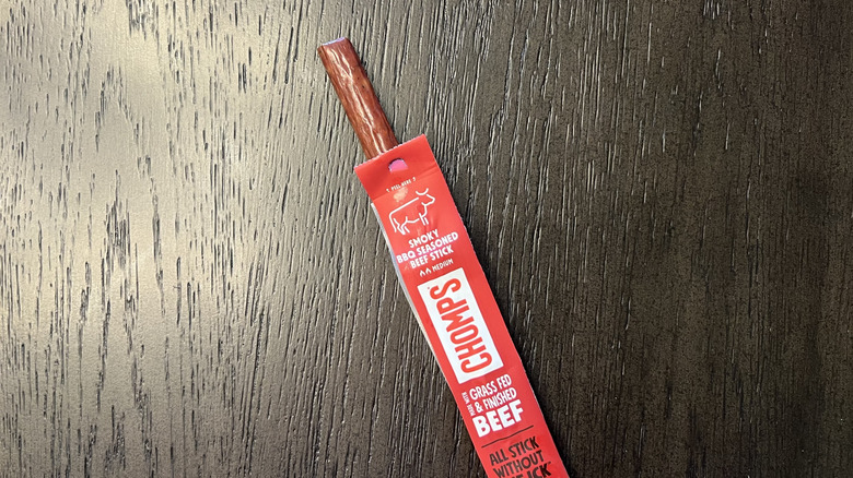 Chomps smoky BBQ beef meat stick.