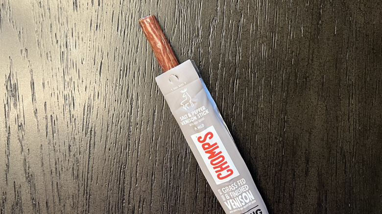 Chomps sea salt and pepper venison meat stick.