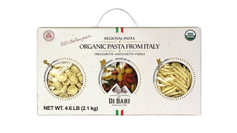 Di Bari Organic Pasta from Italy Variety Gift Box on white background