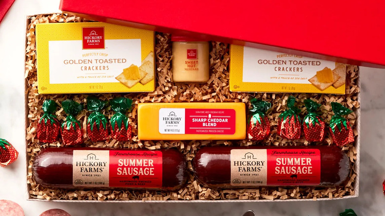Hickory Farms Savory Farmhouse Gift Box with cheese, sausage, and crackers