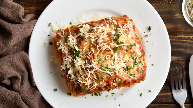 Lasagna stuffed with cottage cheese