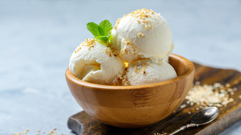 Ice cream balls in a bowl