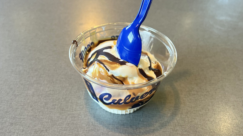 Culver's Caramel Peanut Buttercup Flavor of the Day in a dish.