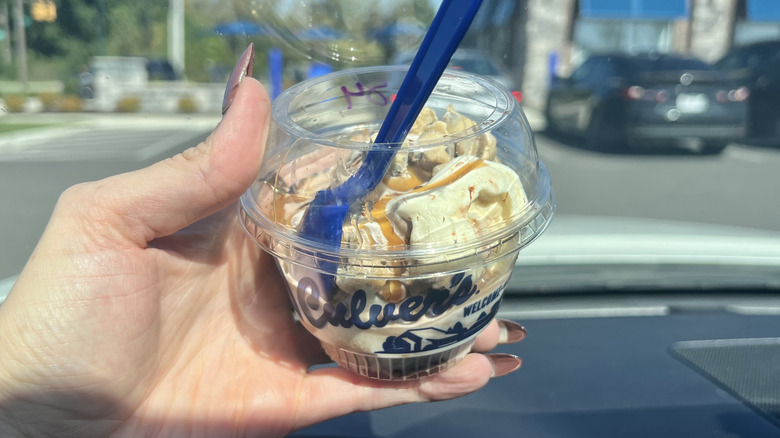 Culver's for Cookie Dough Flavor of the Day in a dish.