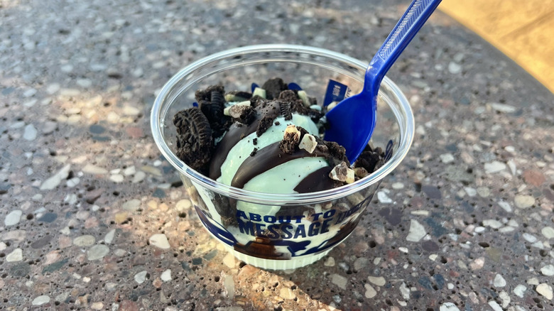 Culver's Mint Explosion Flavor of the Day in a dish.
