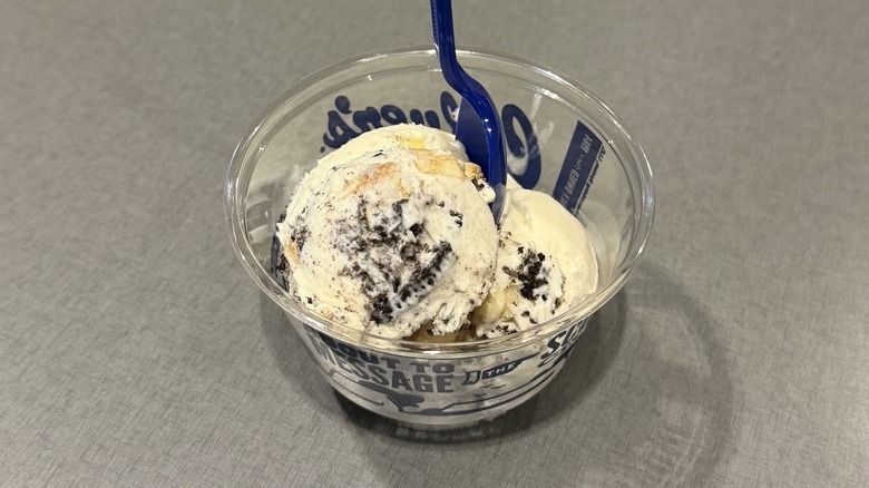 Culver's OREO Cookie Cheesecake Flavor of the Day in a dish.