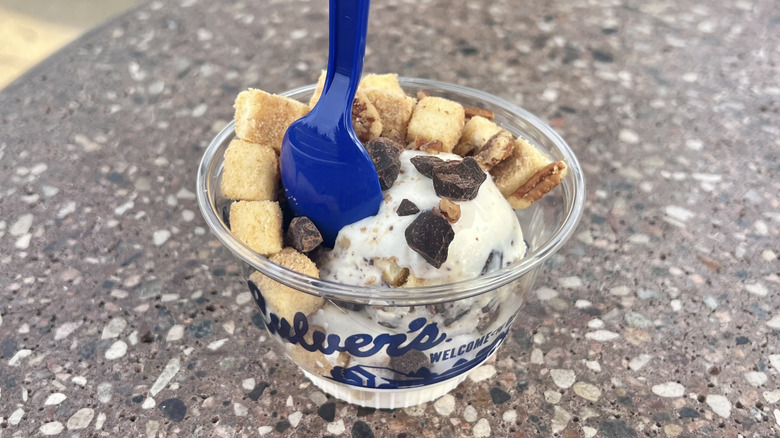 Culver's Turtle Cheesecake Flavor of the Day in a dish.