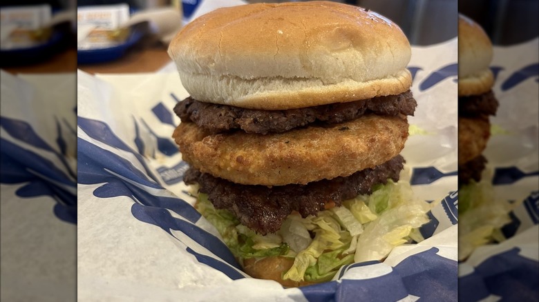 A chicken and beef patty sandwich at Culver's
