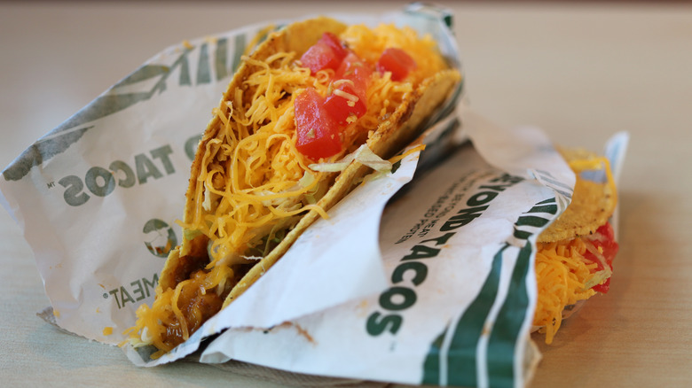 Crispy tacos from Del Taco with Beyond Meat inside