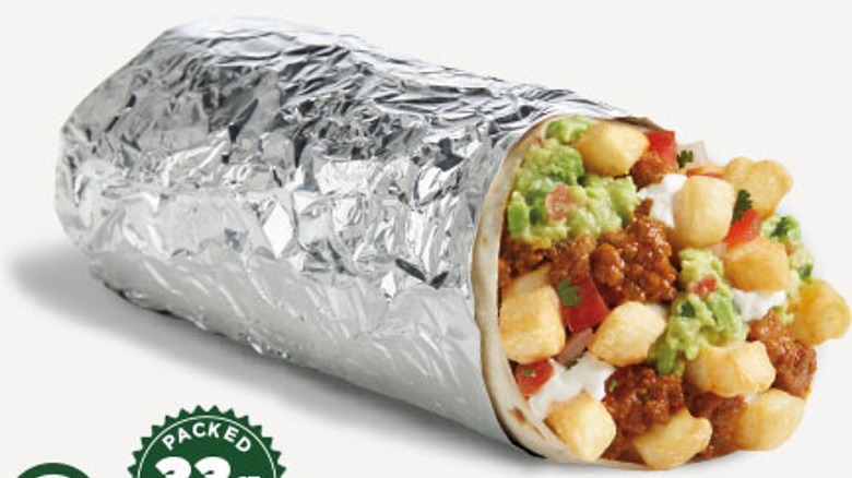 Epic Beyond Cali burrito with tinfoil wrapped around it