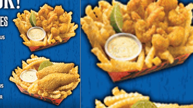 Fried shrimp and fries basket from Del Taco