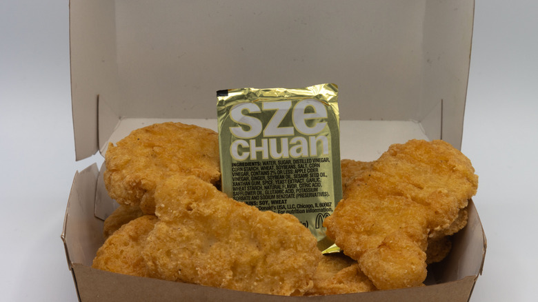 McDonald's Szechuan sauce in a box with chicken McNuggets