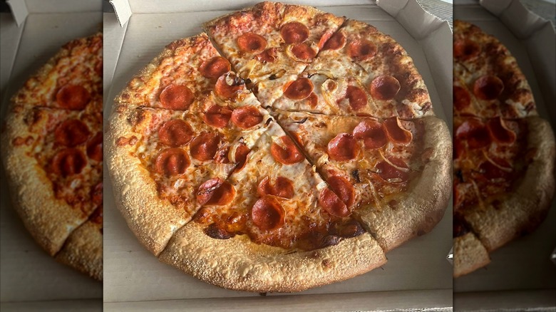 Pizza Hut's Big New Yorker pizza with pepperoni in a pizza box