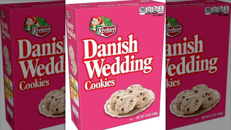A pink box of Keebler Danish Wedding Cookies