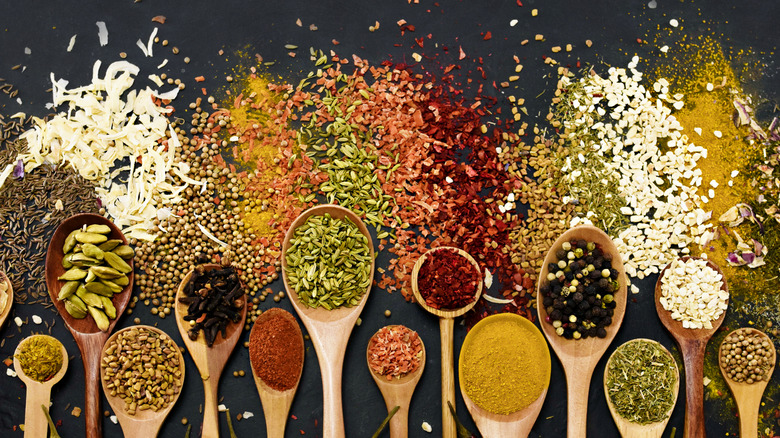 Colorful mix of herbs and spices