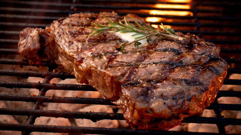 Steak with rosemary grilling