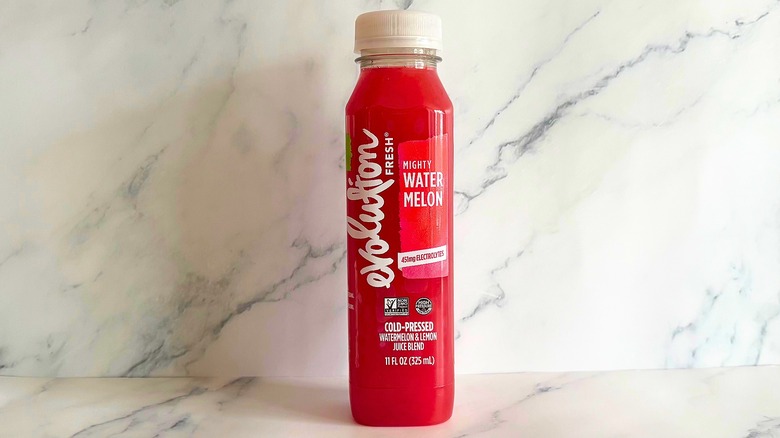 Evolution Fresh Mighty Watermelon juice on marble background