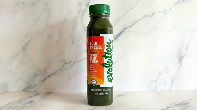 Evolution Fresh Super Fruit Greens juice on marble background