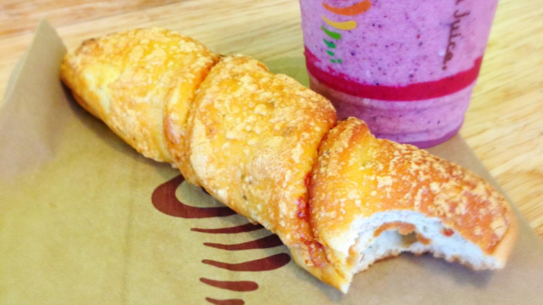 Jamba Juice pastry twist fast food bakery item with smoothie