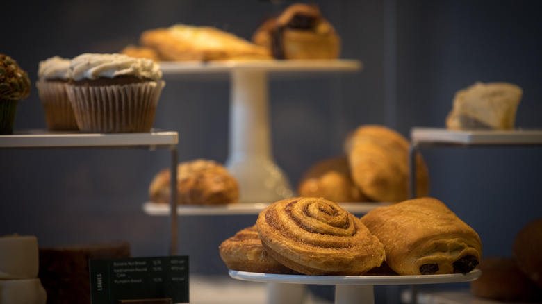 Starbucks pastry case of fast food bakery items