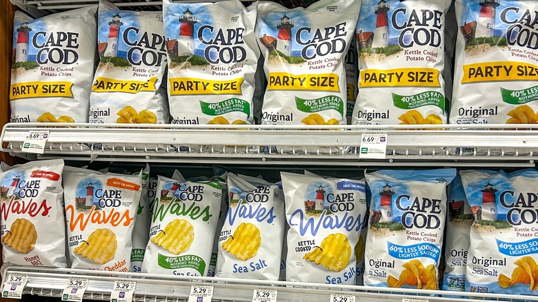 Cape Cod potato chips displayed on shelves at Publix grocery store