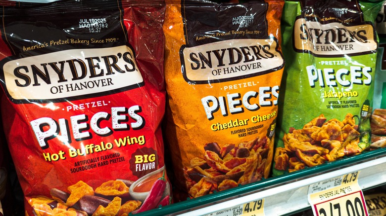 Snyder's of Hanover Pretzels Pieces on store shelf