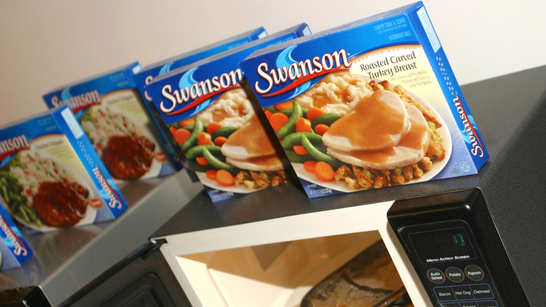 Swanson TV dinners on a microwave