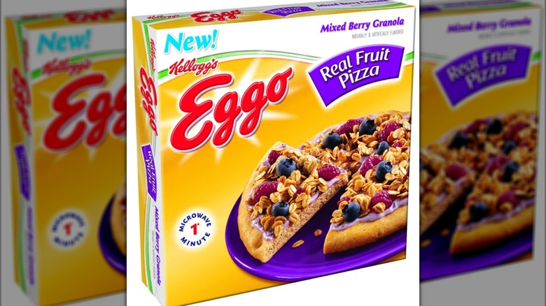 Eggo Real Fruit pizza box on a white background