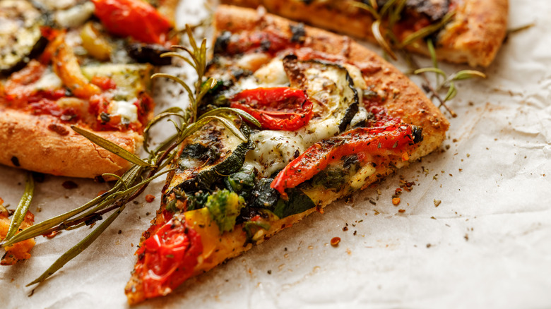 Gourmet pizza with veggie toppings