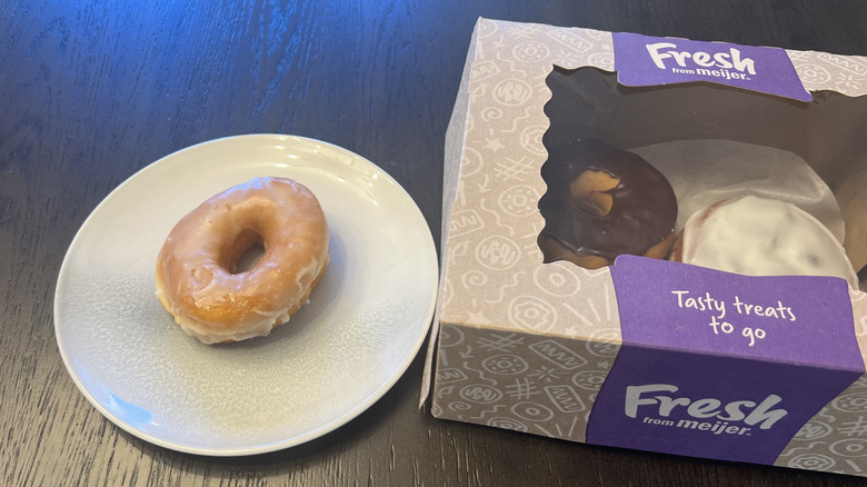 Glazed donut from Meijer on a plate