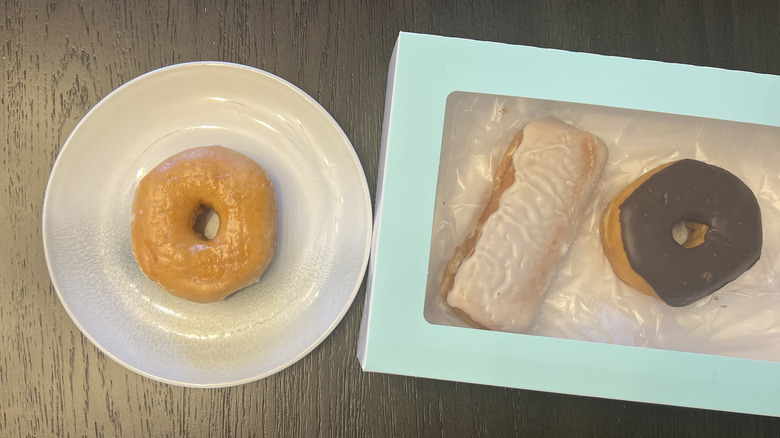 Glazed donut from Kroger on a plate