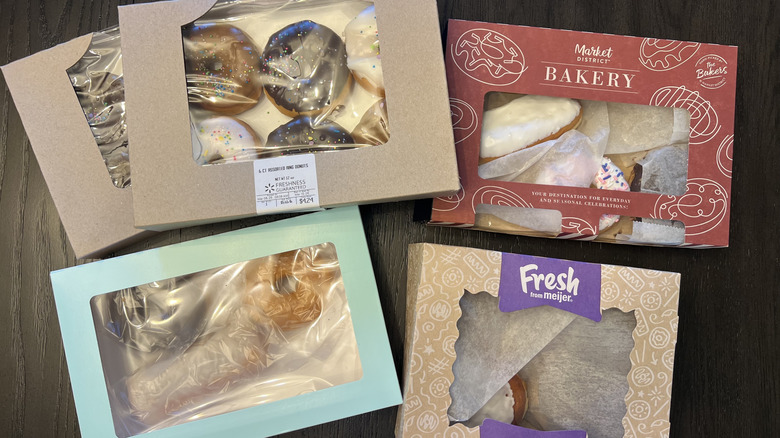 Boxes of donuts from grocery stores