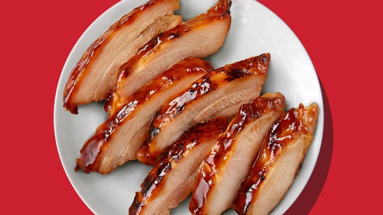 Panda Express grilled teriyaki chicken on a white plate
