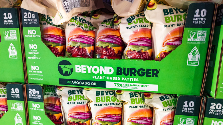 A display of Beyond Burger Plant-Based Patties at a Costco warehouse