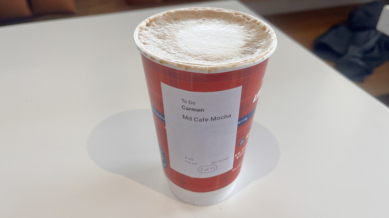 Café mocha view with foam on top