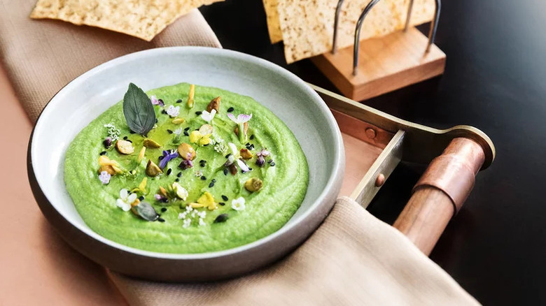 Fava Bean Hummus in white bowl