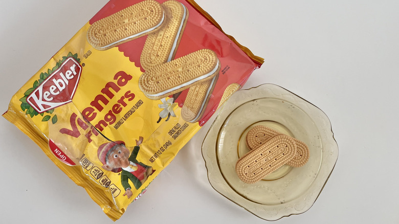 Two Vienna Fingers cookies on a little plate