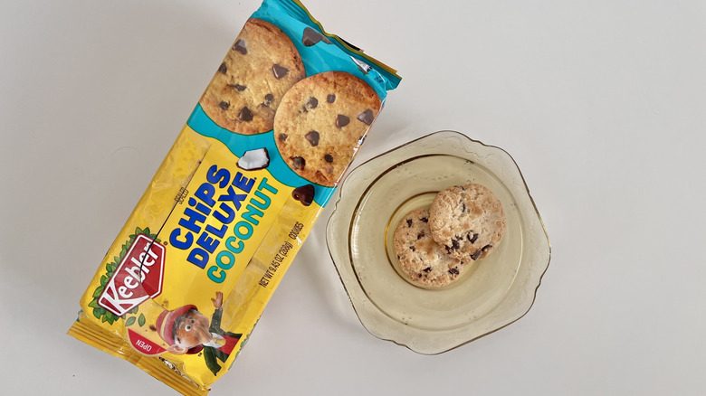 Two Chips Deluxe Coconut Cookies on a plate