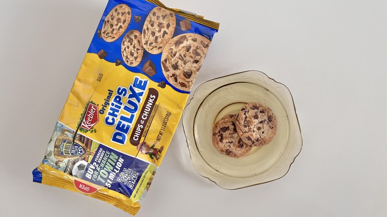 Two Chips Deluxe Chips and Chunks cookies on a plate