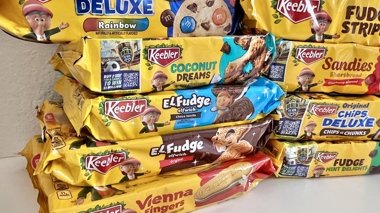 Close up of different Keebler cookie packages