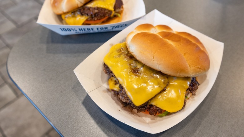 Close-up of two Culver's ButterBurgers with cheese